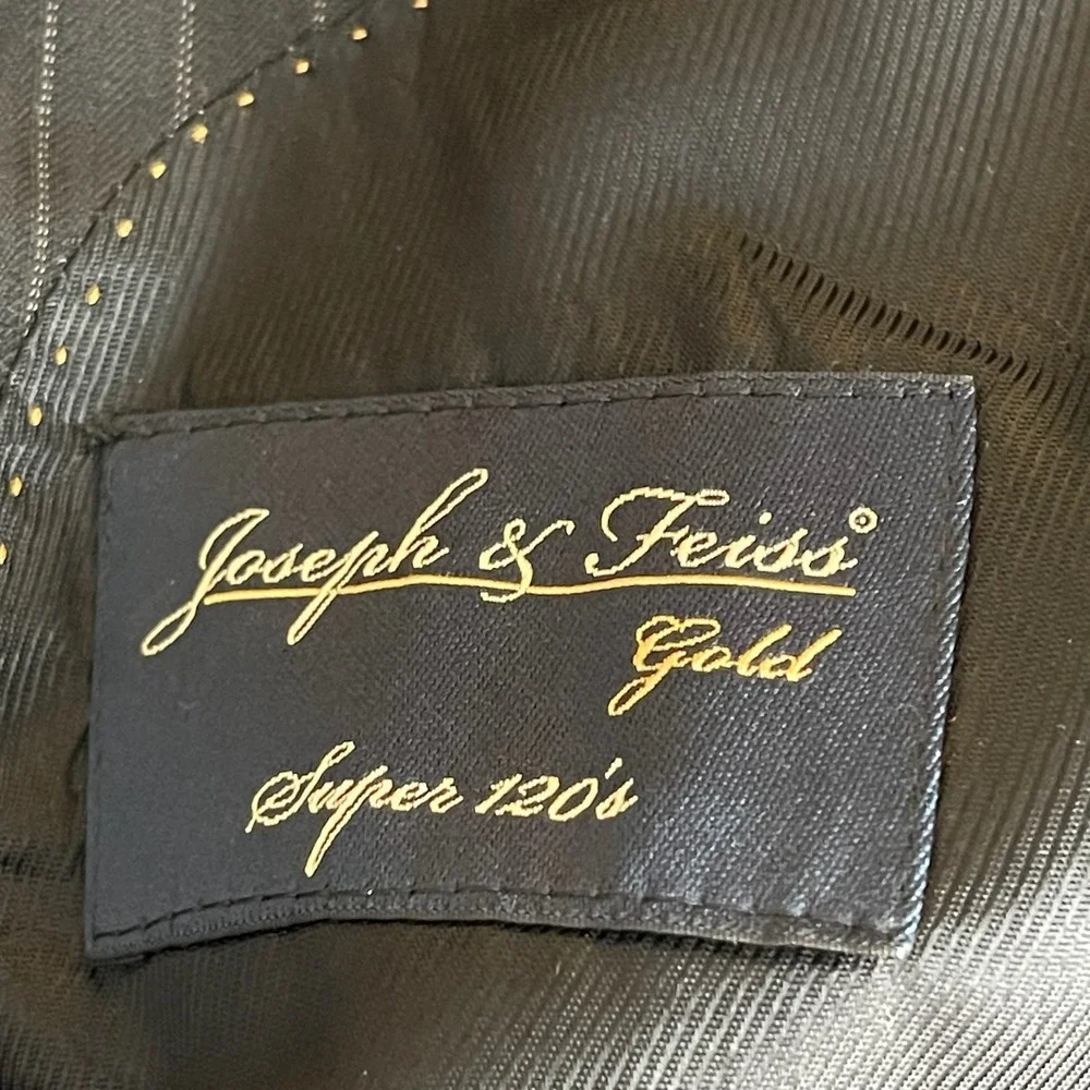 Joseph & Feiss Men's Black Pinstripe Super 120's Wool Blazer Jacket Size 42R